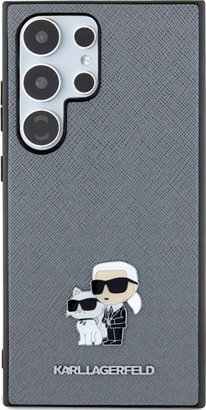 Mbrojtëse telefoni Karl Lagerfeld Saffiano Karl &amp; Choupette, për Samsung Galaxy S24 Ultra, lëkurë eco, gri