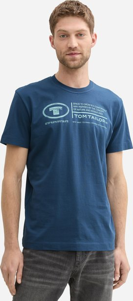 Bluzë burra Tom Tailor, me mëngë të shkurtra, me print logoje, blu