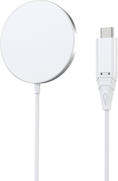 Karikues wireless magnetik Choetech H046, 15W, USB C, i bardhë argjendtë