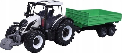Lodër traktor Bburago Valtra M2/Q, 10 cm, me rimorkio që bën tip, shumëngjyrëshe