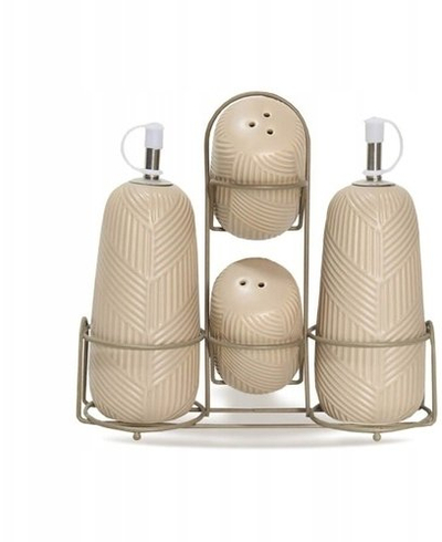 Set qeramik për erëza Maestro Geometry MR-20004-04S, 5 copë, bezhë