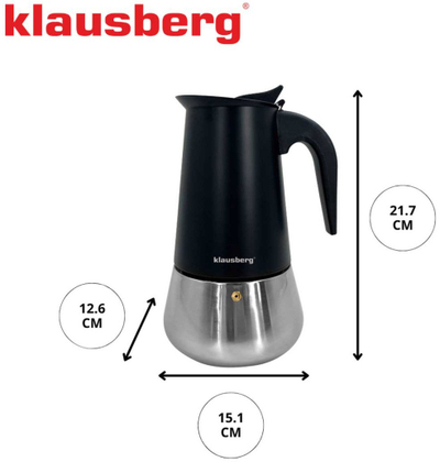 Xhezve për espresso Klausberg KB7846, 9 filxhanë, inoks, ngjyrë argjendi