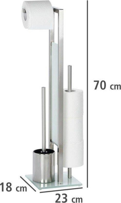 Mbajtëse letre tualeti Wenko Rivalta, me furçë WC, çelik inox, argjendtë