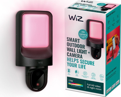 Dritë murale jashtë WiZ, Smart WiFi me kamer, 2700K, e zezë