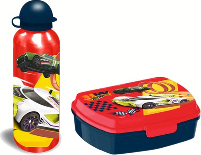 Set shishe alumini dhe lunchbox Hot Wheels Kids Euroswan, për kalamaj, shumëngjyrësh