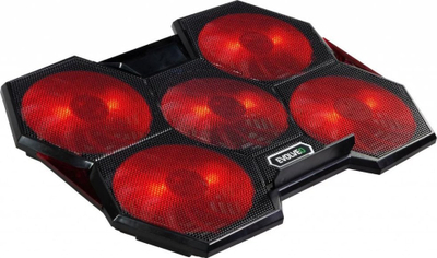 Ftohës laptopi Evolveo Ania 14, deri 17.3", 5 ventilatorë, i zi me ndriçim të kuq