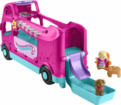 Lodër kamper Fisher-Price Little People Little Dream Camper, me drita edhe tinguj, me 2 figura, rozë