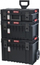 Сет модуларна количка за алат Qbrick System One Cart Basic Set 2, 3 кутии, телескопска рачка, црвена