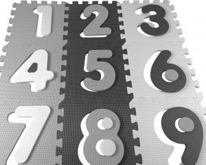 Tapet shkumë puzzle Milly Mally Jolly 3x3, me numra, antirrëshqitës, gri