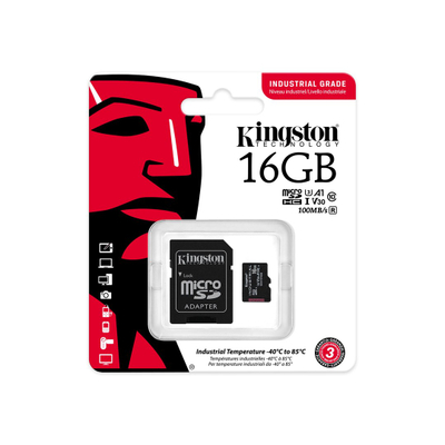 Картичка меморија Kingston Industrial microSDHC, 16GB, Class 10 A1, со SD адаптер