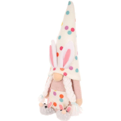 Figurë dekori Saska Gift and Decor Gnome Dwarf Bunny, 25 cm, pranverë Pashkë, shumëngjyrëshe