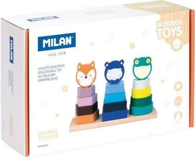 Loja edukative Milan Animal Tower, 15 copa, dru, me shumë ngjyra