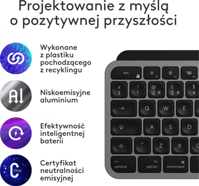 Tastierë Logitech MX, wireless, US INTL, grafit dhe e zezë