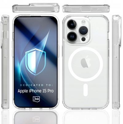 Mbulesë mbrojtëse 3MK Armor MagCase për Apple iPhone 15 Pro, MagSafe, transparente