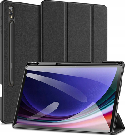 Mbulesë tablet Dux Ducis Domo për Samsung Tab S10+, S9+, S9 FE+, lëkurë ekologjike, e zezë