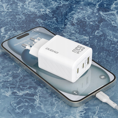 Karikues USB Dudao A29EU, 65W GaN, 2x USB C 1x USB A, i bardhë