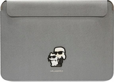 Mbulesë laptopi Karl Lagerfeld KLCS14SAKCPMG, 14", lëkurë eko Saffiano, argjendi