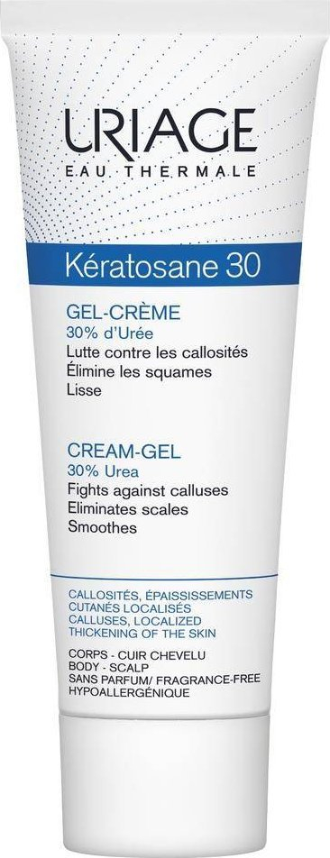 Gel kundër kalloave Uriage Keratosano 30, 75 ml, për lëkurë të trashur, transparent