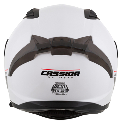 Helmetë moto Cassida Aero Solid 2026, integrale, polikarbonat, e bardhë e zezë
