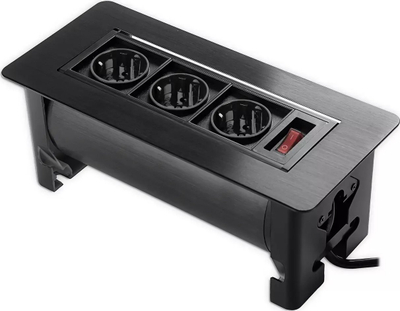 Prizë tavoline rrotulluese Spacetronik SPS-O33B V2, 3x Schuko, me ndërprerës, e zezë