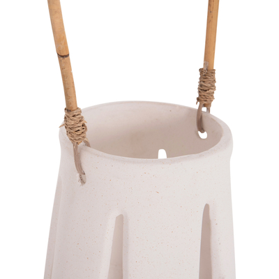 Fener dekorativ HomeMarkt Erantyl, ratan tavoline, 17 cm, i bardhë