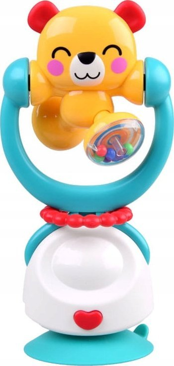 Lodër rrotulluese Hola Toys me vakuum, me zile, arush i verdhë