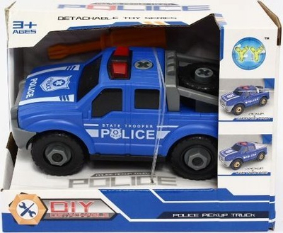 Aksesor lodre Auto Police Screw on Wheels, për vetura policie, për fëmijë 3 4 vjeç, shumëngjyrëshe