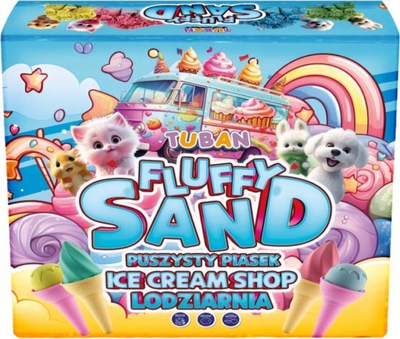 Set lojërash TUBAN Fluffy Sand Ice Cream Shop, rërë modeluese aromatike, 4 ngjyra, shumëngjyrësh