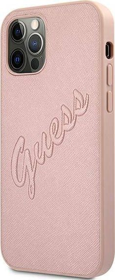 Mbrojtëse telefoni Guess GUHCP12MRSAVSRG, iPhone 12 12 Pro 6.1", Saffiano, rozë