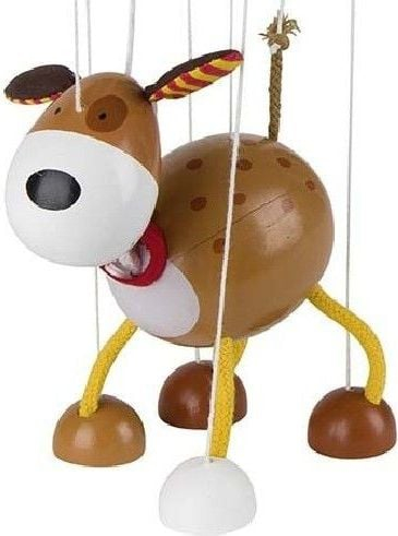 Kukull marionetë druri Goki Dog 51755, për kalamaj, shumëngjyrëshe