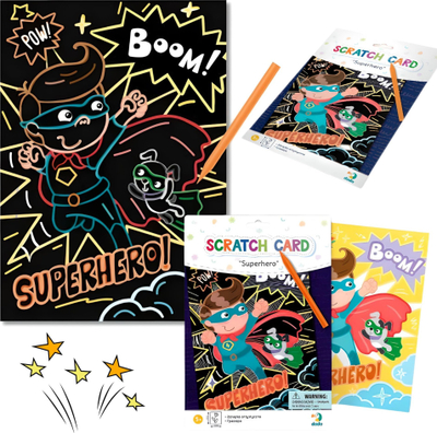 Poster gërvishtës Superhero Scratch off, dekor për mur, shumëngjyrësh