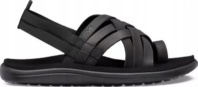 Sandale Teva Voya Strappy Leather, lëkurë, me shollë EVA, të zeza
