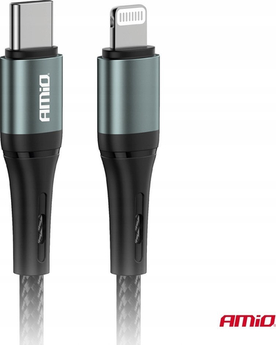 Kabllo karikimi AMiO 03916, USB në USB Type C Lightning, 1m, 20W, e zezë