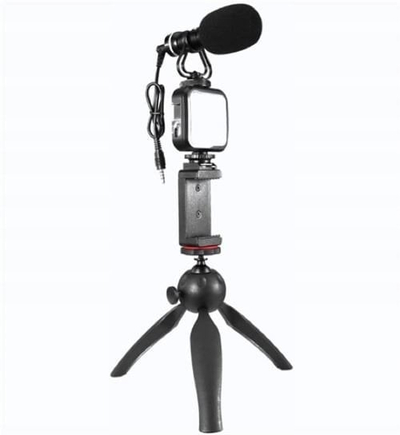Set për live streaming Xqisit me tripod 360°, dritë LED edhe mikrofon HD