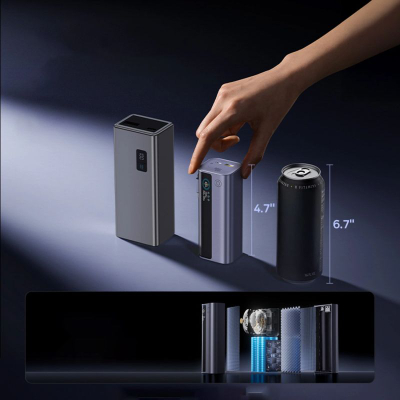 Power bank Baseus 100W, 10000mAh, me kabllo USB-C të futshme brenda, gri