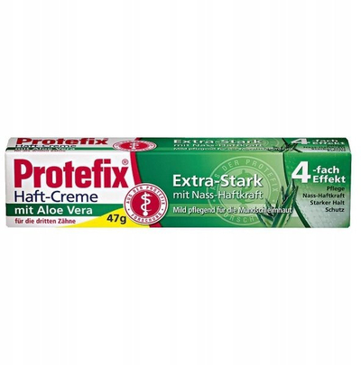 Krem ngjitës për proteza Protefix me Aloe Vera, 47g, mban fort, pa shije