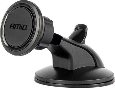 Mbajtëse magnetike telefoni për makinë AMiO 04142, rrotullim 360°, universale, e zezë