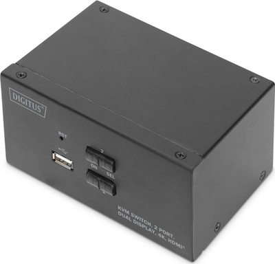 Switch KVM Digitus DS-12860, 2 porta HDMI, Dual Display 4K 30Hz, i zi