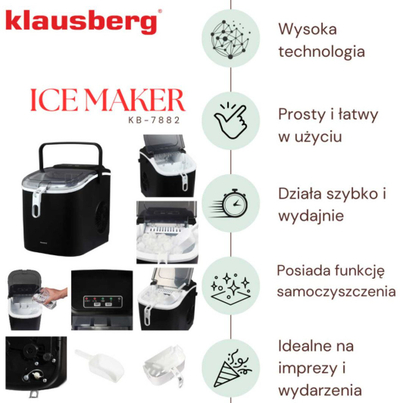 Aparat automatik për akull Klausberg KB-7882, 1.2L, 100W, gri