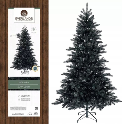 Pemë artificiale Krishtlindjesh Everlands Berlin Fir, 210cm, gjilpëra real needle, jeshile e errët