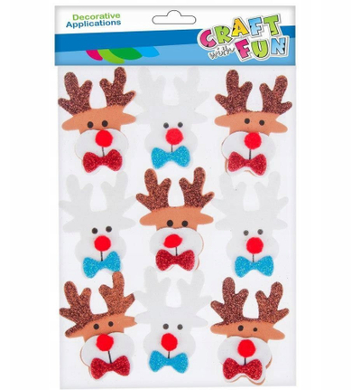 Ngjitëse shkumë Craft with Fun, forma dreri për Krishtlindje, vetëngjitëse, shumëngjyrëshe
