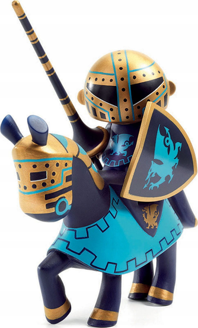 Figurë kalorësi Djeco Arty Toys Dra Knight, 10 cm, me kalë dhe aksesorë, shumëngjyrësh