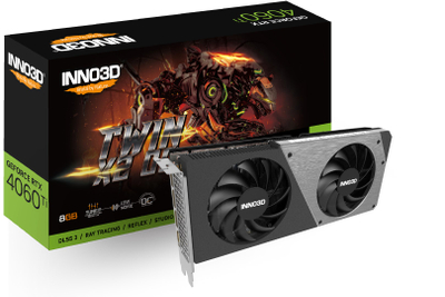 Kartë grafike Inno3D GeForce RTX 4060 Ti X2 OC, 8GB GDDR6, PCIe 4.0, e zezë