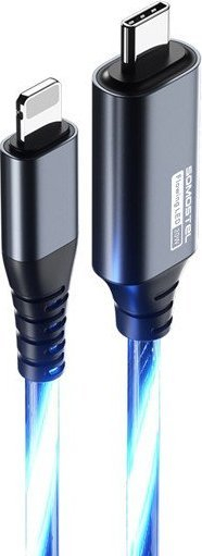 Kabllo karikimi Somostel PD, USB‑C në Lightning, 20W, 1m, me dritë blu LED