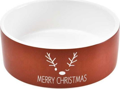 Enë qeramike për qen Trixie Merry Christmas, 16x6cm, e kuqe