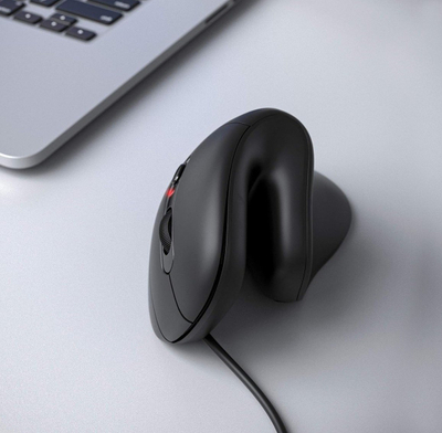 Вертикален глушец со кабел Equip 245119, ергономски, USB A USB C, црн