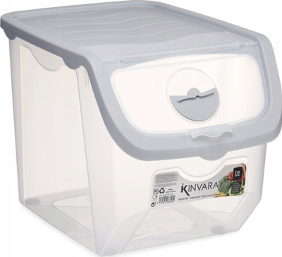 Пластична корпа за зеленчук, 12L, складирачка, проѕирно сива