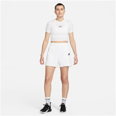 Shorce Nike Air Fleece Easy për femra, pambuk French terry, bel elastik, të bardha