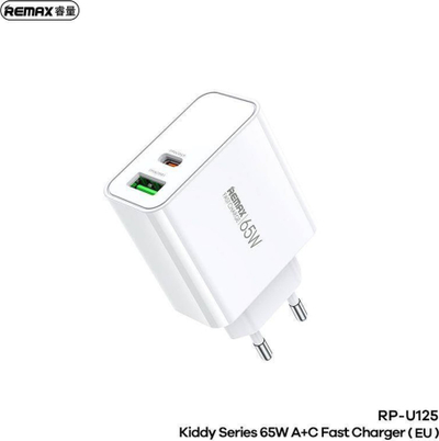 Karikues murit Remax Kiddy Series RP U125, 65W, USB dhe USB C, i bardhë