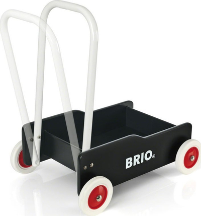 Karrocë ecjeje druri BRIO Toddler Wobbler, rrota që rregullohen, 9+ muajsh, e zezë